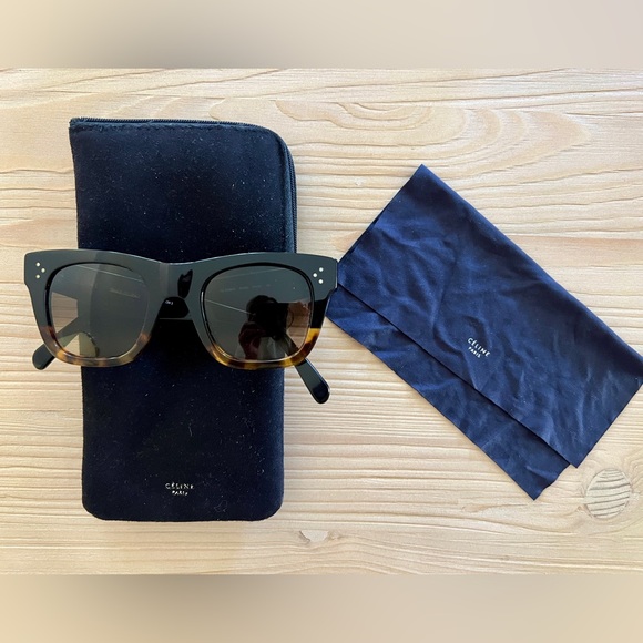 Celine Acetate Catherine Black and Tortoise Sunglasses - Picture 1 of 8
